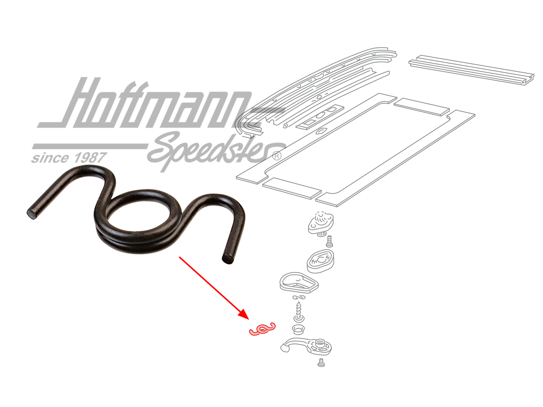 Spring, sliding-roof crank, Beetle/Bus/Golf | 313 877 459 A | 020-5510-20