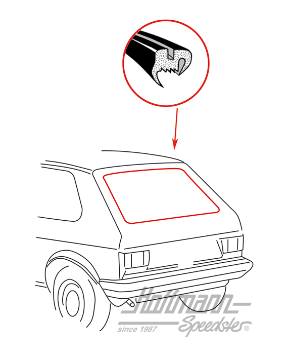 Rear window seal, Golf I sedan, w/o groove | 171 845 521 | 180-7075