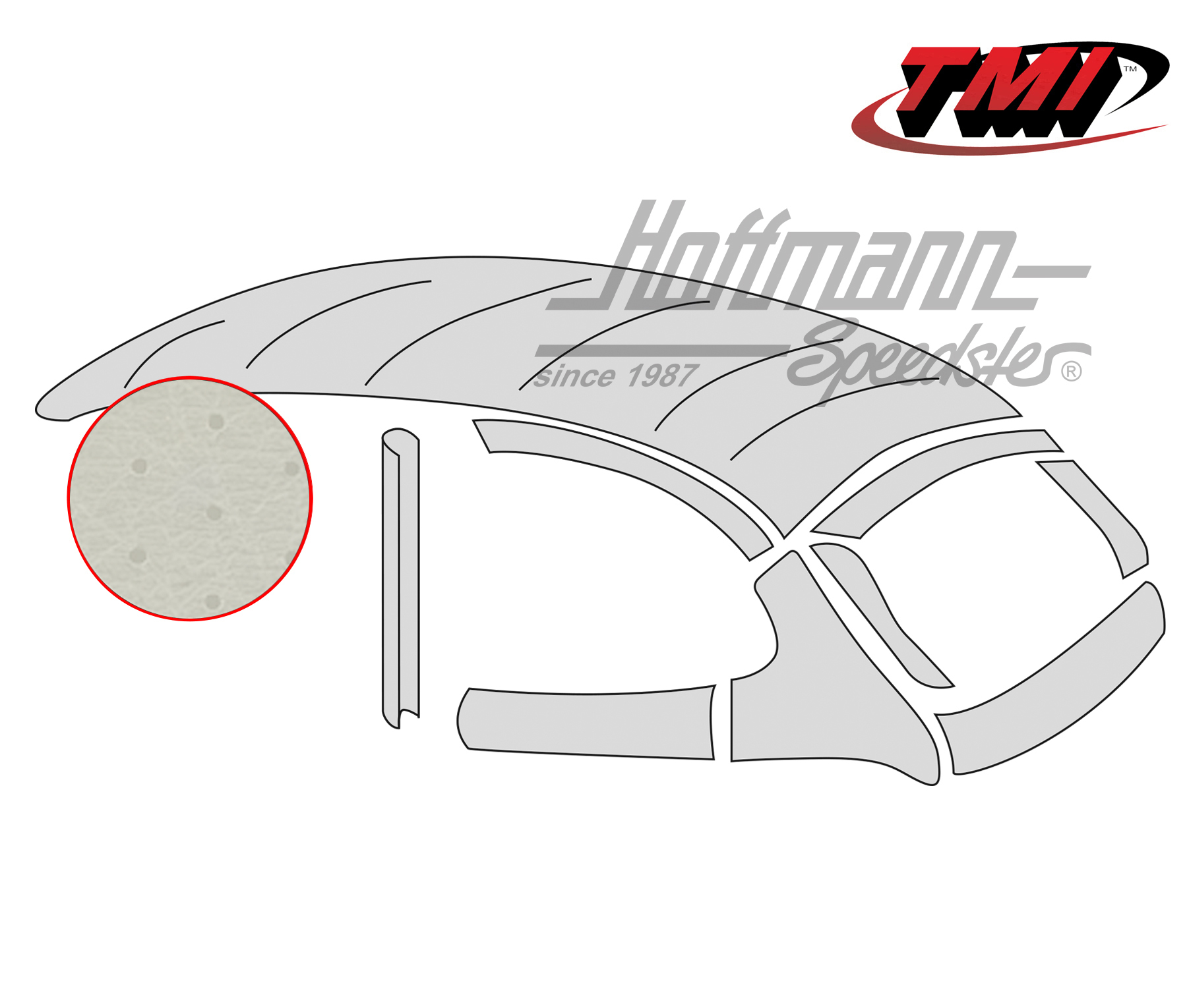 Headliner with metal sliding roof, original style, perforated, grey, 8.63-7.67 | 20-1111-46 | 055-7202-30