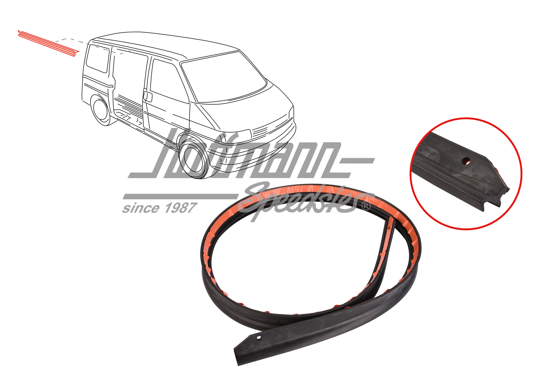 Seal, sliding door, upper, Bus T4 | 7D0 843 793 | 408-1460-20