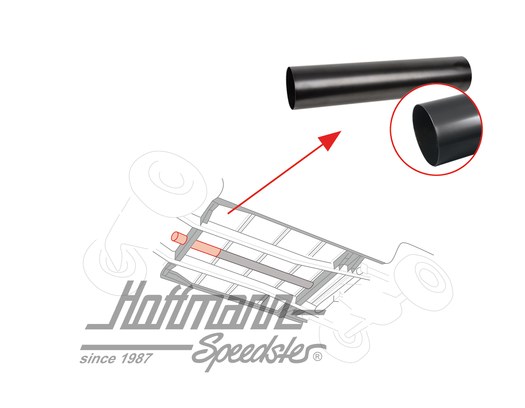 Pipe socket, front, 333mm, 3.55-7.72 | 211 255 791 | 095-0600-10