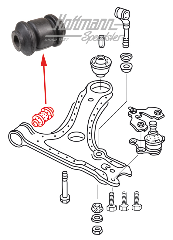 Rubber mount, transverse control arm, front, Golf 2 | 191 407 182 | 204-0405