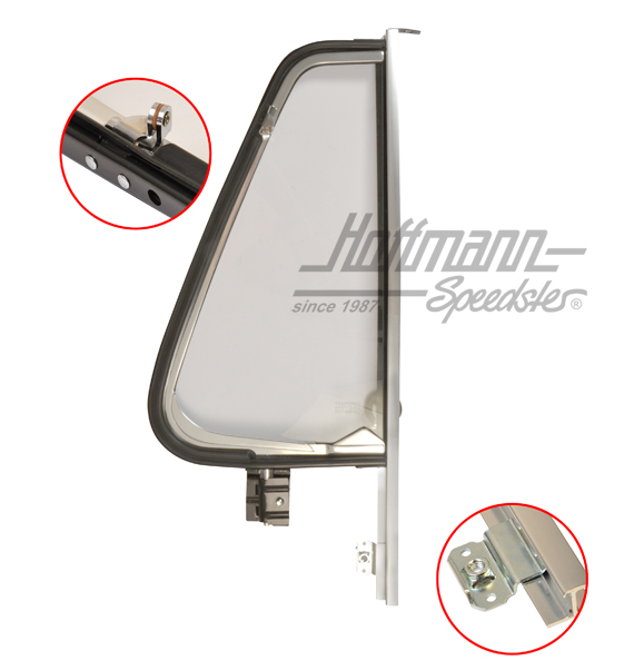 Vent window, complete, Bus T2, chromed, left                                                        