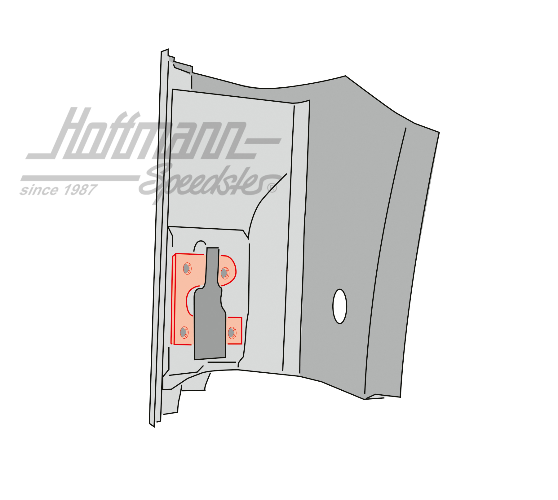 Threaded plate, door hinge, lower, left                                                             
