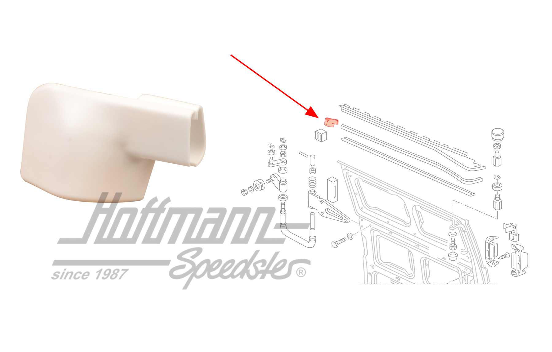 Cover, beading, sliding door, right, white | 255 843 188  581 | 360-4050-12