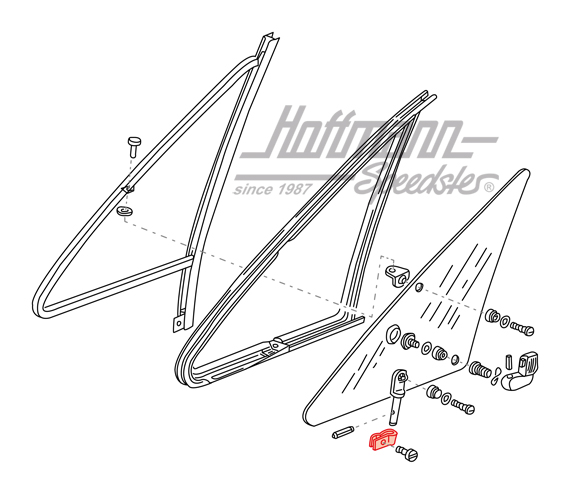 Arrester, vent window, front/rear, T2/T3                                                            