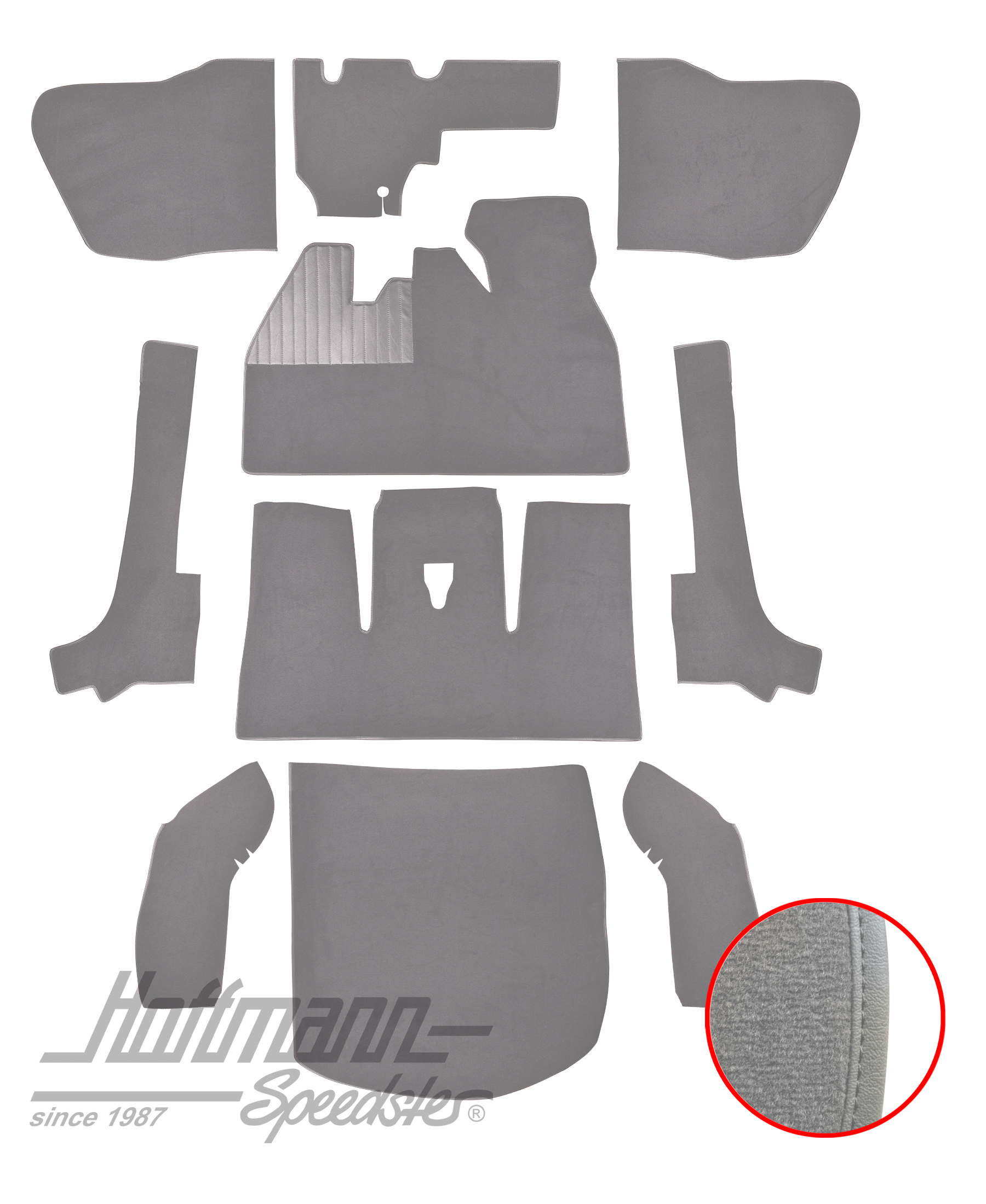 Carpet kit, Beetle Convertible, 8.66-7.70, grey |  | 026-5923