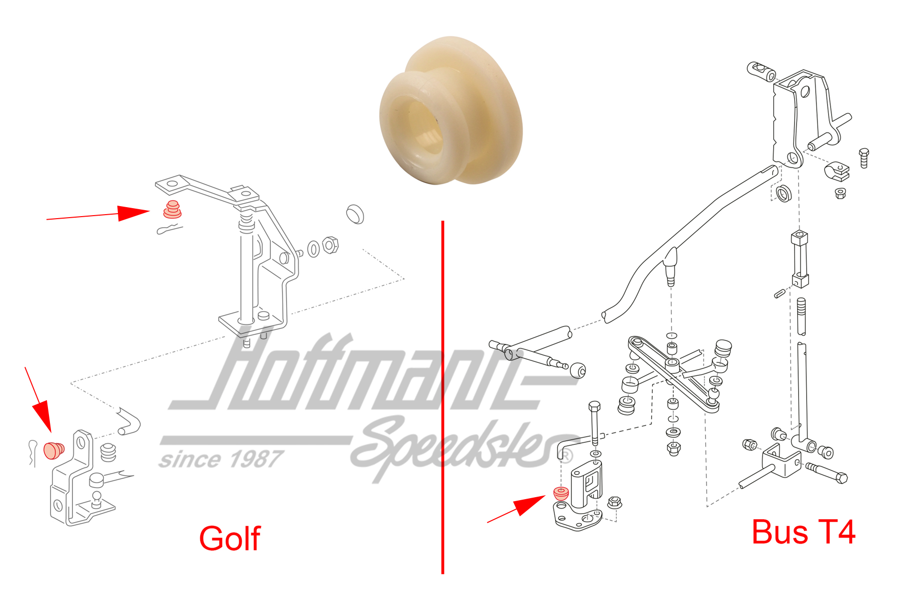 Bushing, shift lever front, Golf/Bus T4 | 171 711 181 | 170-2010-09