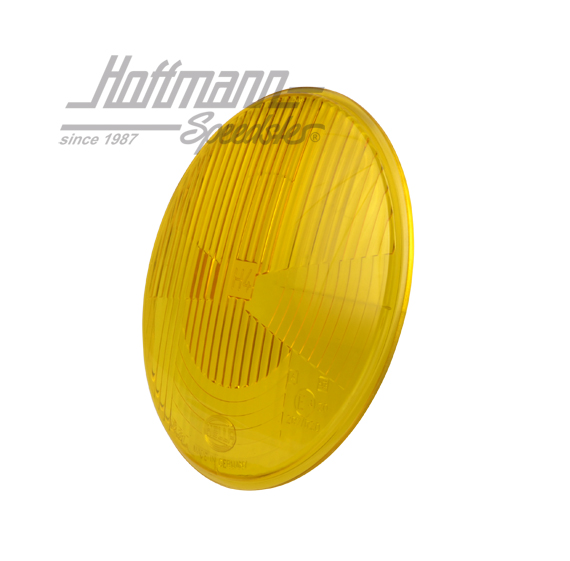 Headlight glass, H4, Hella, 67-73, yellow                                                           