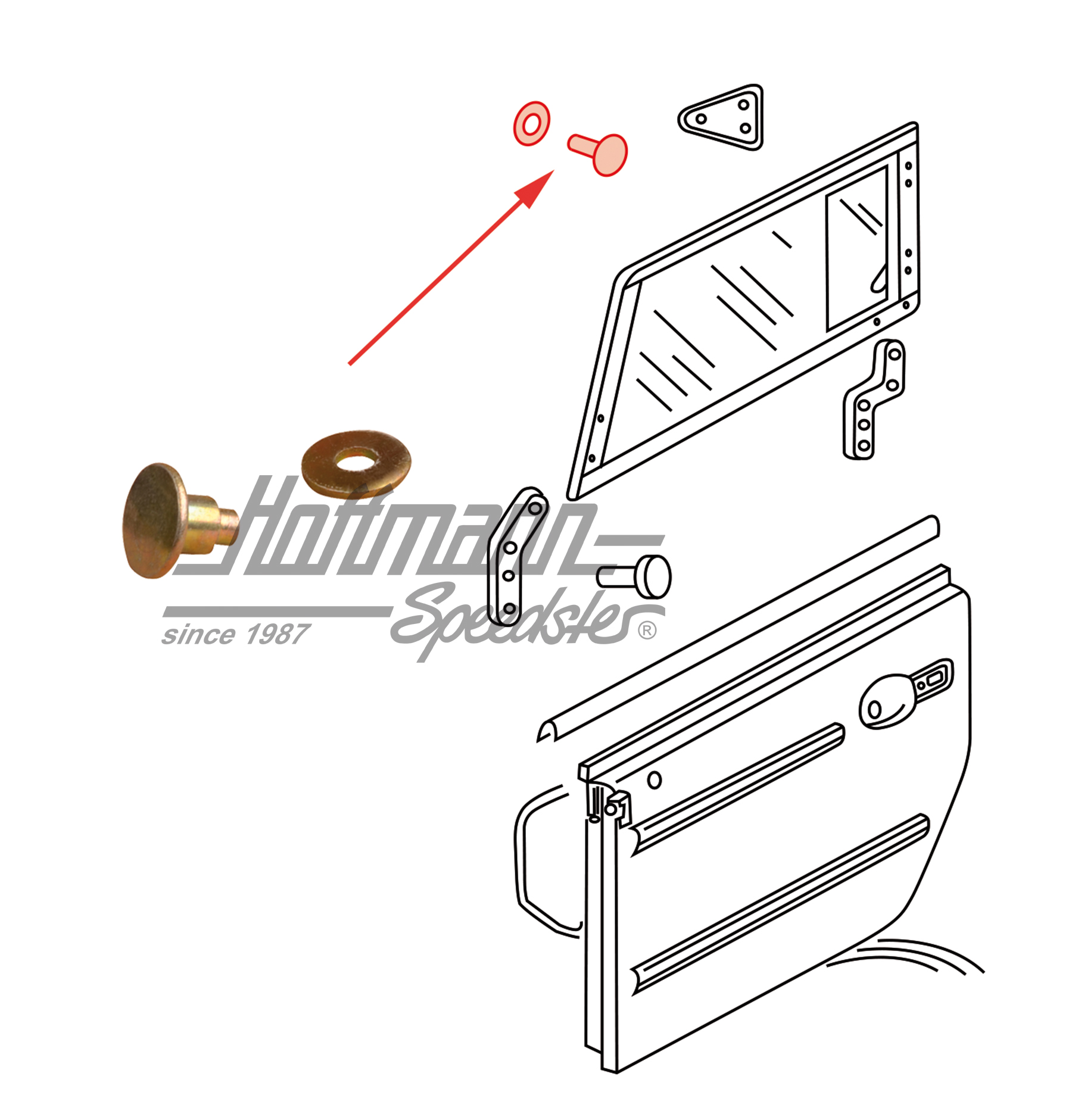 Rivet, tab/plug-in window, front | 181 837 825 | 080-2675-10