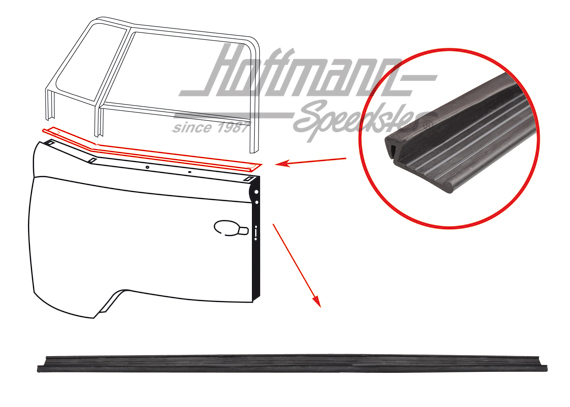 Seal, door window frame and door, left/right | 211 837 395 | 089-0140