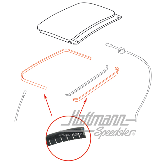 Felt seal, sliding roof, front/rear | 117 877 223 C + 225 B | 020-5480