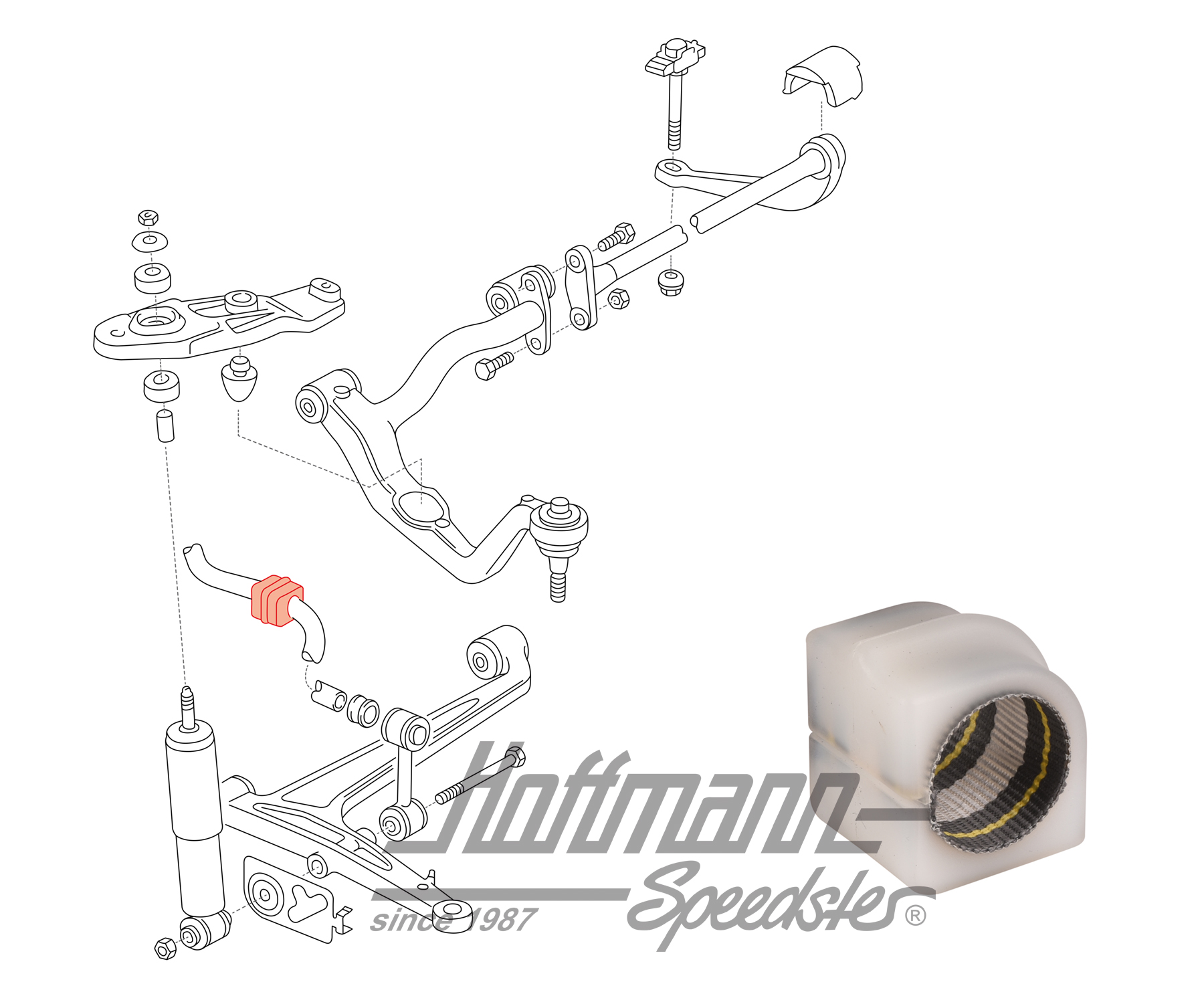 Rubber mount, stabilizer, front, 27mm | 701 411 041 D | 404-0560-08