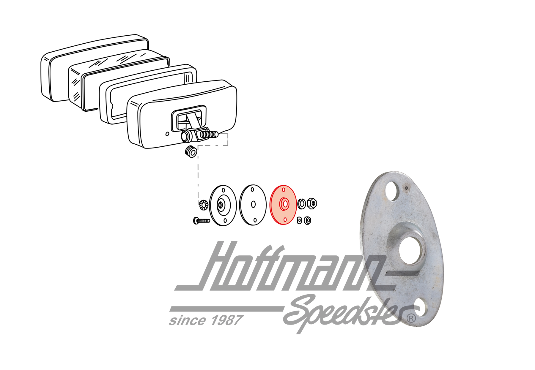 Clamping plate, exterior, fog light | 911 631 060 01 | 580-1993