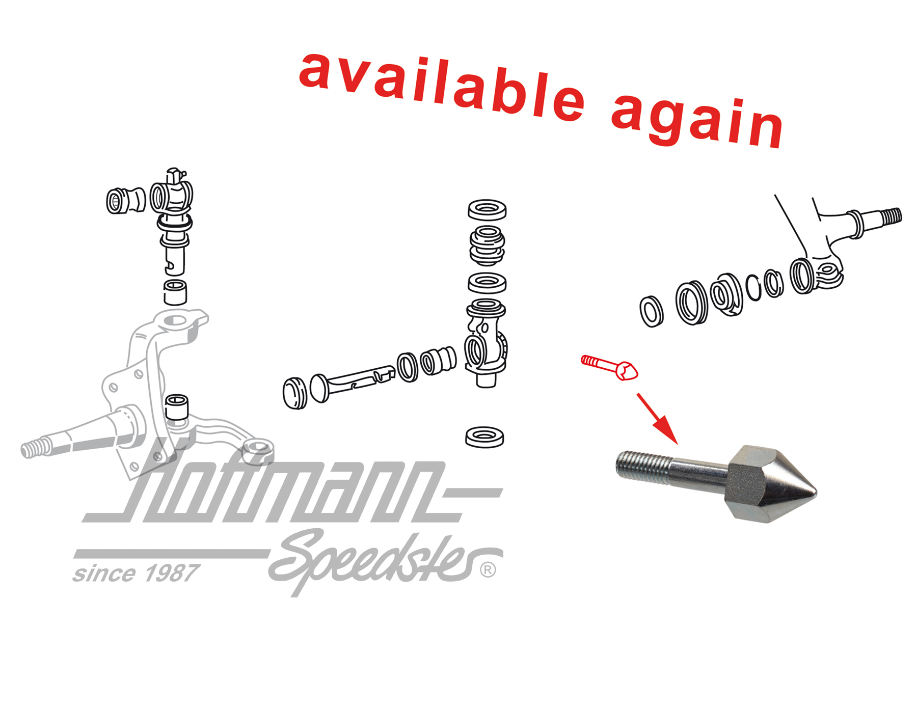 Steering stop, steering knuckle, Bus T1, -7.67 | 211 405 543 | 089-3070-28