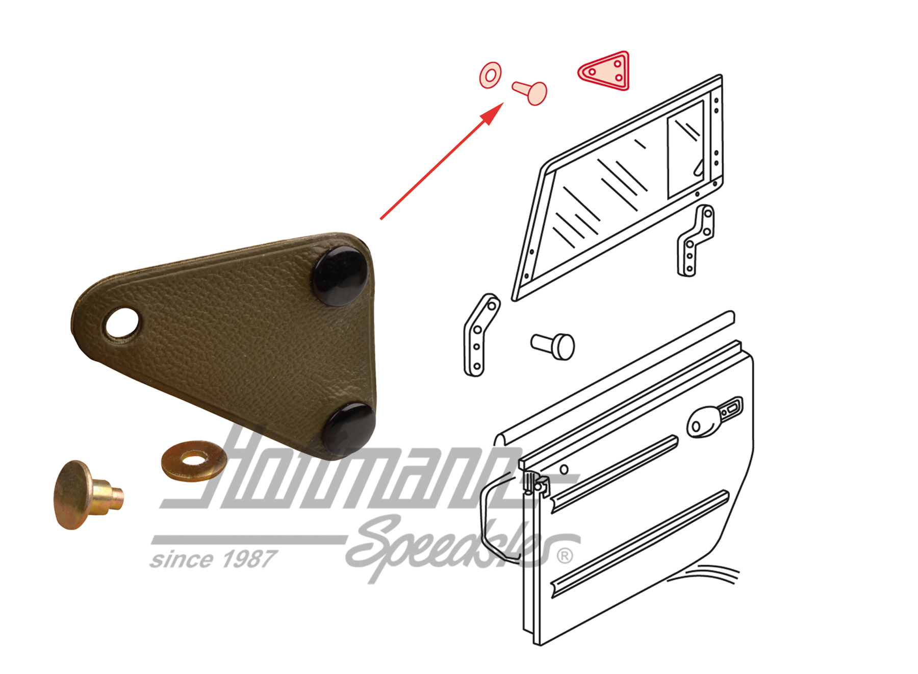 Closing flap, slip-in window, lateral, right | 181 837 822  61S | 080-2670-02
